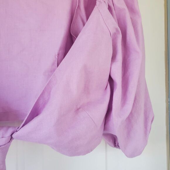 Express x Rocky Barnes Tie Front Cropped Top Lilac Purple Women's Size XS - Picture 4 of 7